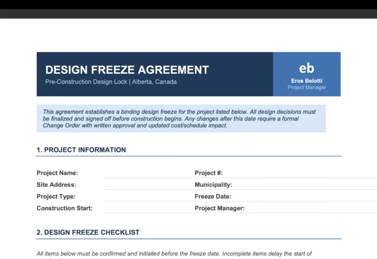Design Freeze in Construction: The One-Page Agreement That Protects Your Budget