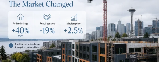 eros belotti - Seattle and King County skyline with condo and townhouse construction, 2026 housing market