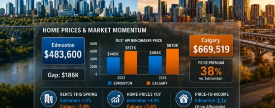 Eros Belotti - Edmonton vs Calgary real estate price comparison chart 2026