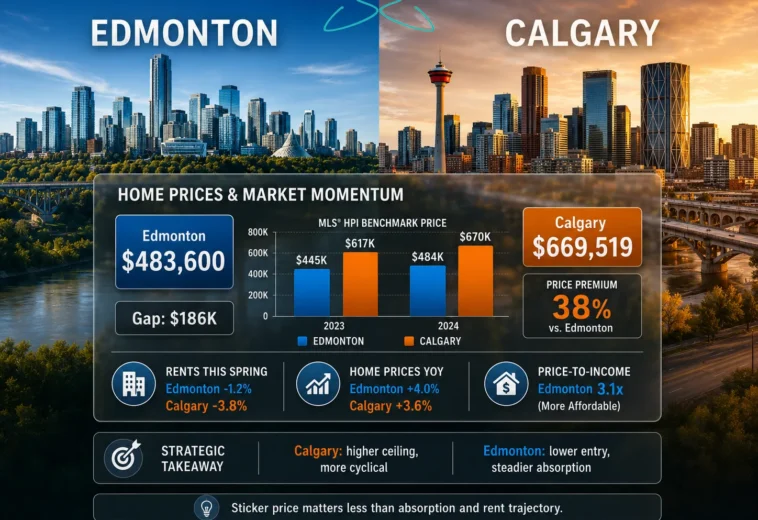 Edmonton vs Calgary Real Estate: The $195K Gap in 2026