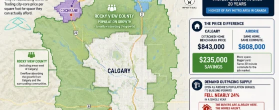 Calgary suburbs growth is reshaping the region: 5.8% metro growth, 15,000 new Airdrie residents and a supply gap developers can't ignore. See the data.