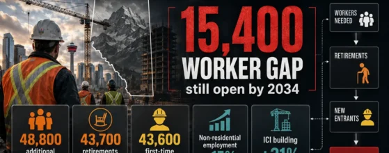 Alberta construction labour shortage on a Calgary building site
