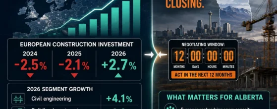 European construction forecast 2026 chart showing investment growth by segment