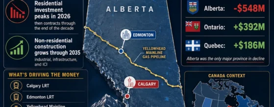 Alberta non-residential construction growth forecast 2026 to 2035 infographic