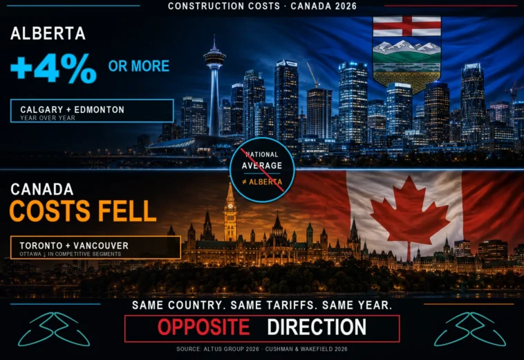 Alberta Construction Costs Rose 4% in 2026 While Toronto’s Fell