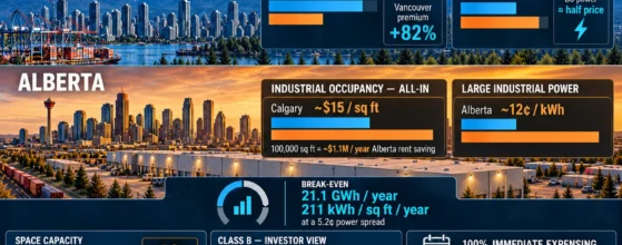 Alberta industrial real estate compared to British Columbia in 2026: occupancy cost, electricity rates and construction pipeline